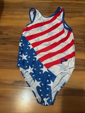 Plum Leotard EUC - child Medium- Red White Blue